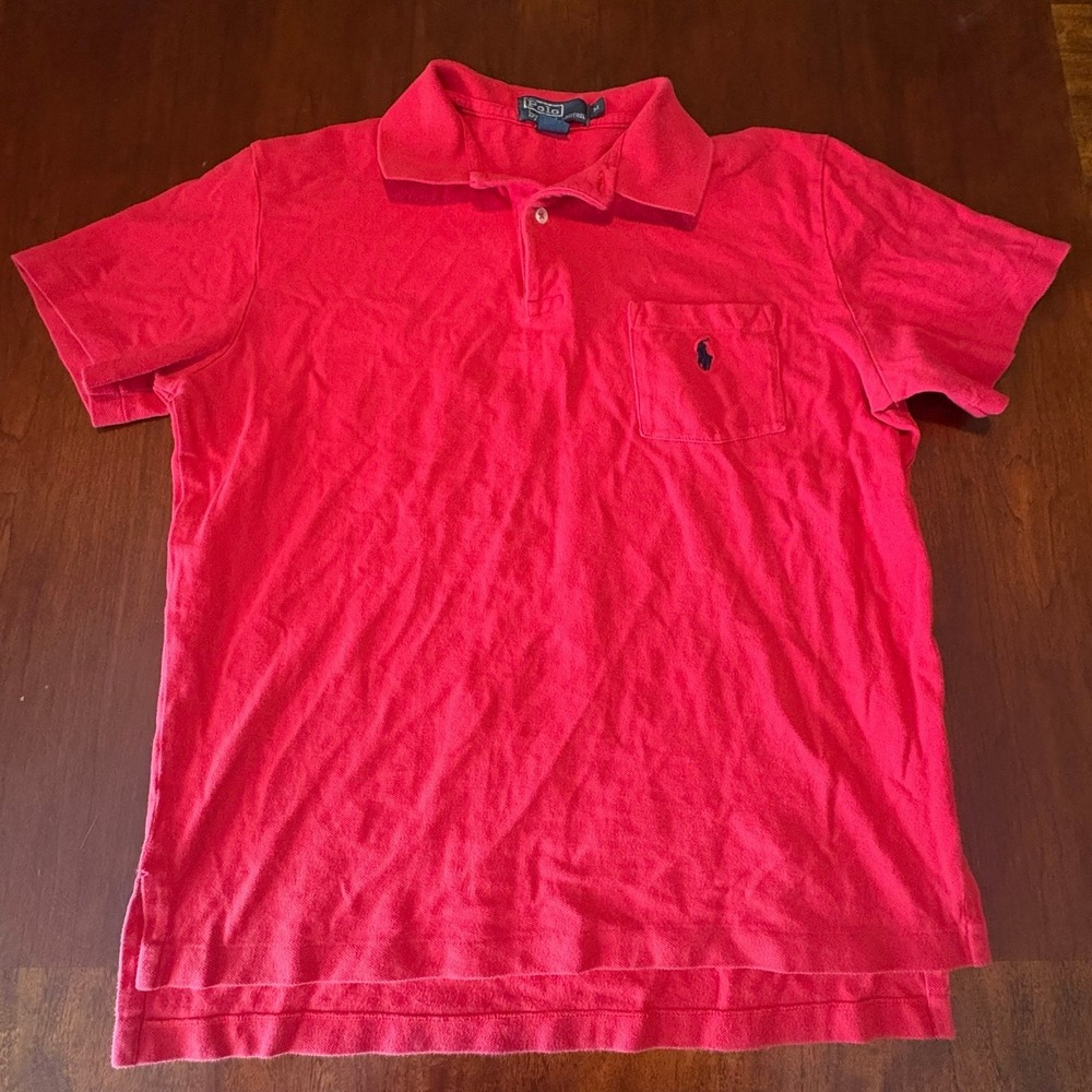 Polo Ralph Lauren Red Polo Shirt Mens Classic Pony Logo Pocket Tee Size M
